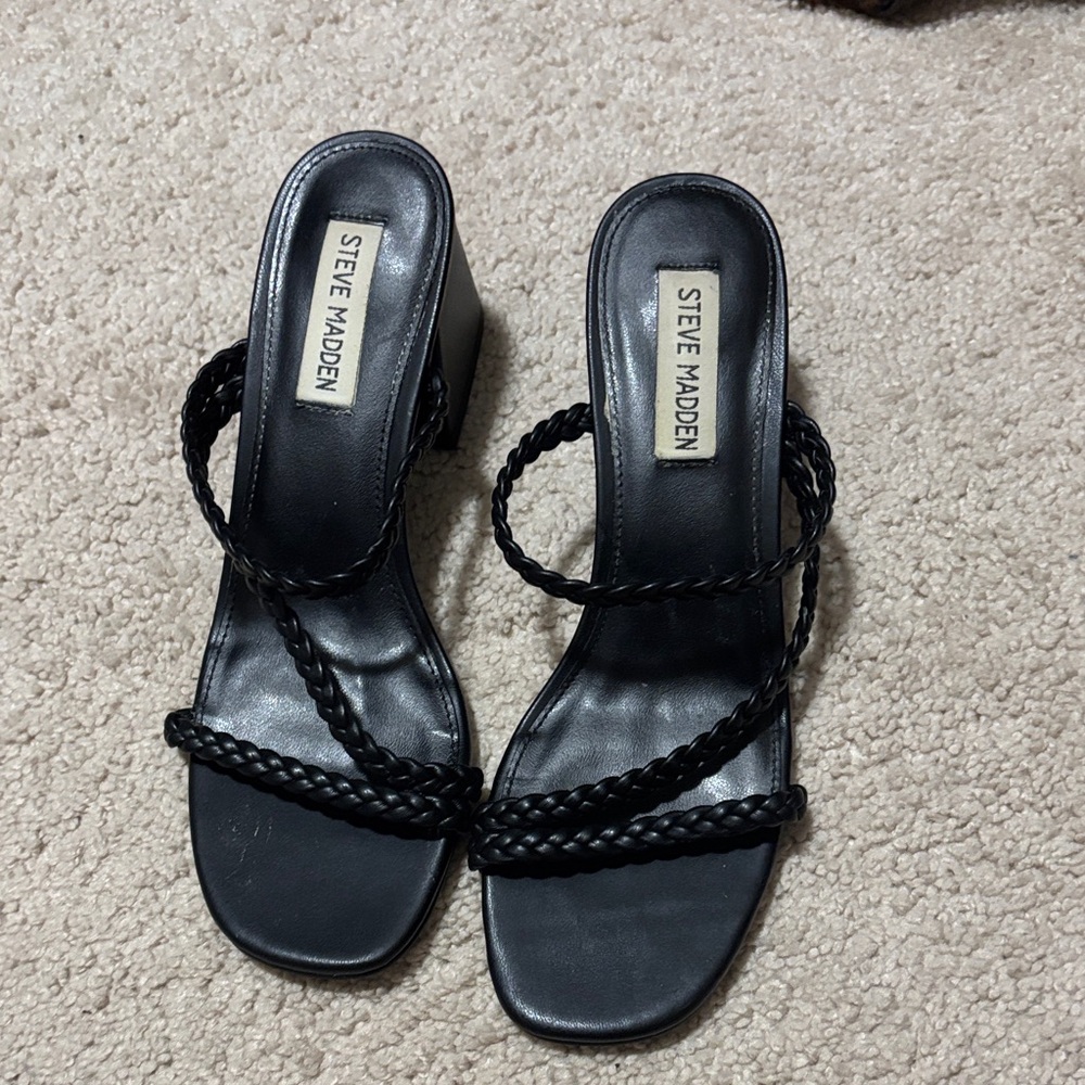 Steve Madden Black Braided Heels